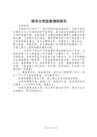 领导分类监督调研报告