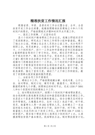 精准扶贫工作情况汇报