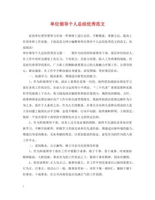 单位领导个人总结优秀范文 