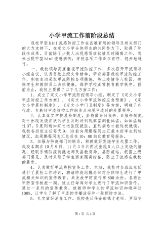 小学甲流工作前阶段总结