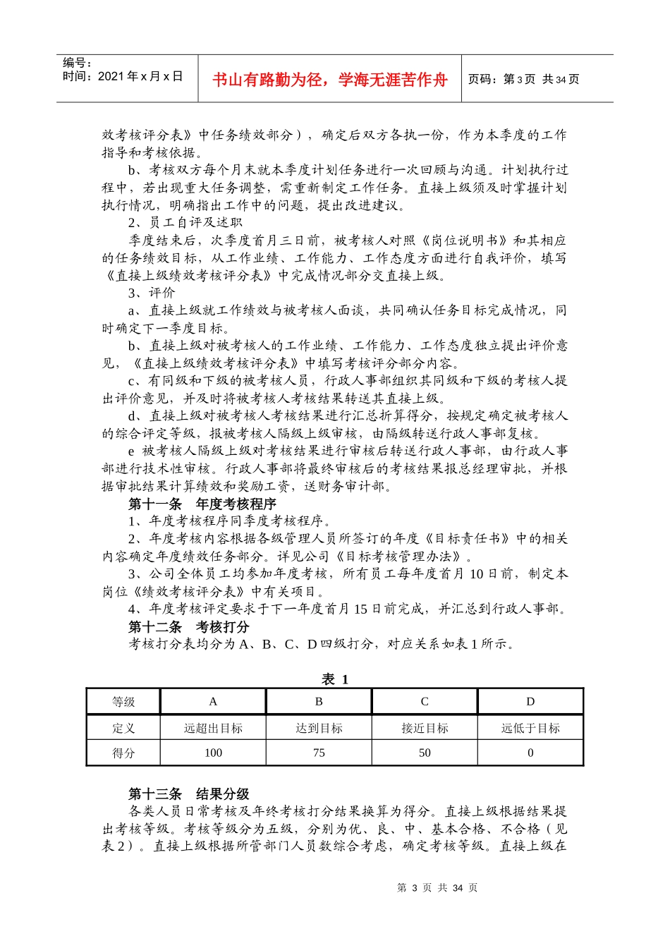 吉林省XX物业有限公司绩效考核制度修改稿_第3页