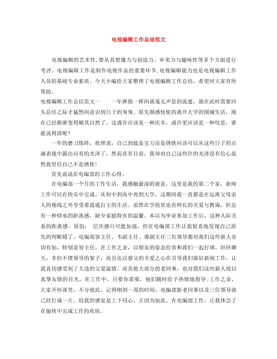 电视编辑工作总结范文 _第1页
