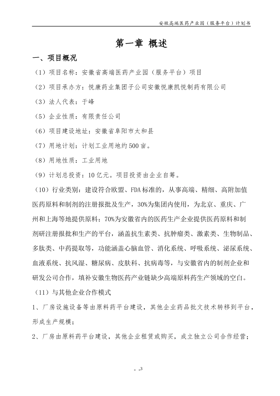 安徽高端医药原料产业基地项目规划书_第3页