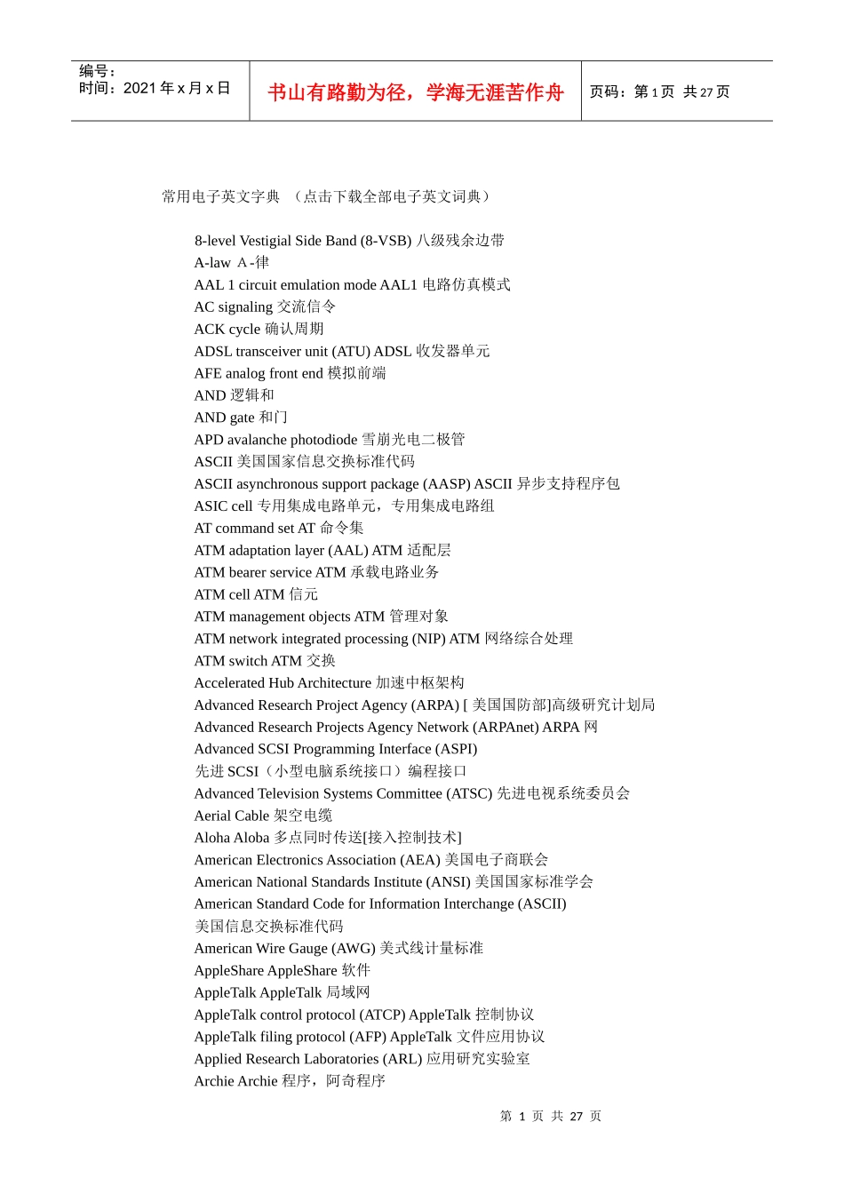 常用电子英文字典_第1页