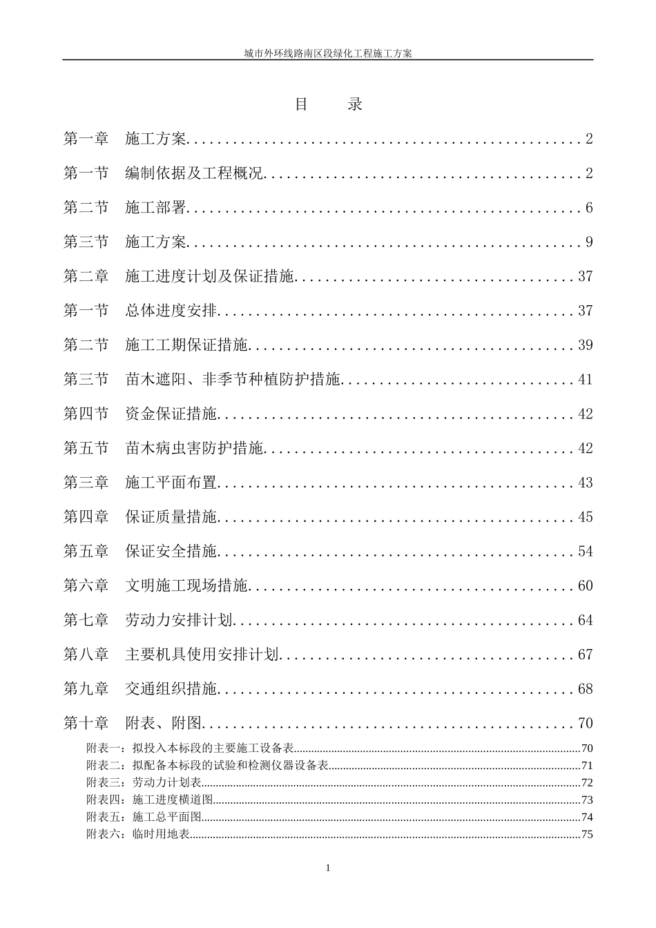 城市外环路绿化工程技术标_第1页