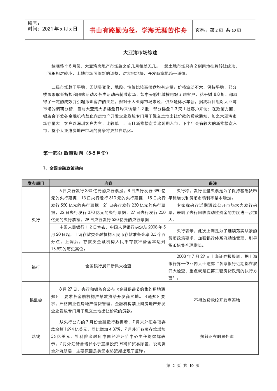 大亚湾-惠阳08年8月份房地产月报-16DOC-星彦_第2页