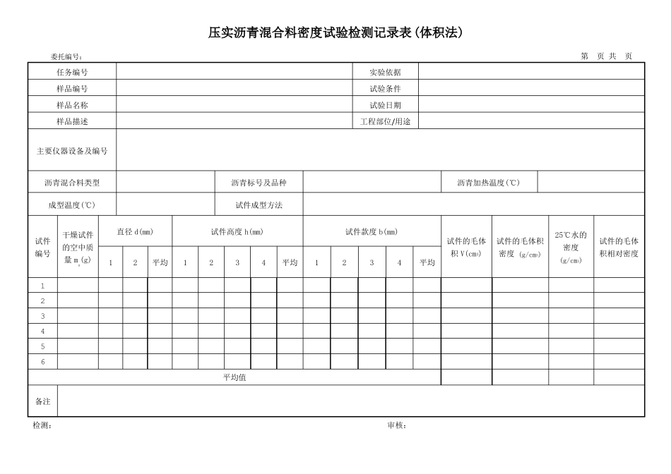 交通检测沥青混合料原始记录_第1页