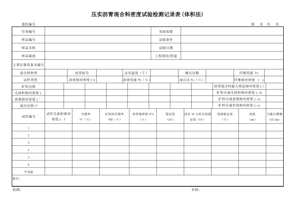 交通检测沥青混合料原始记录_第2页