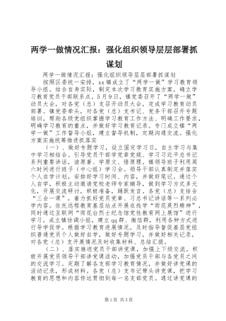 两学一做情况汇报：强化组织领导层层部署抓谋划