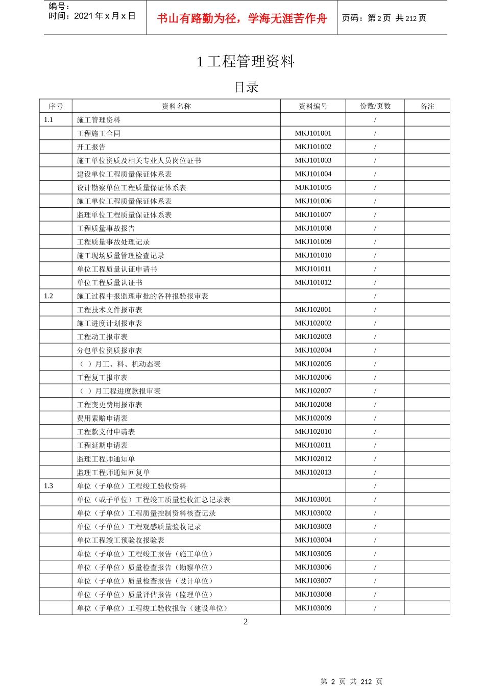 新版矿建竣工资料所需表格_第2页