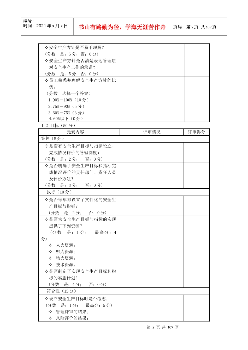 地下矿山安全标准化考评得分、失分情况说明_第2页