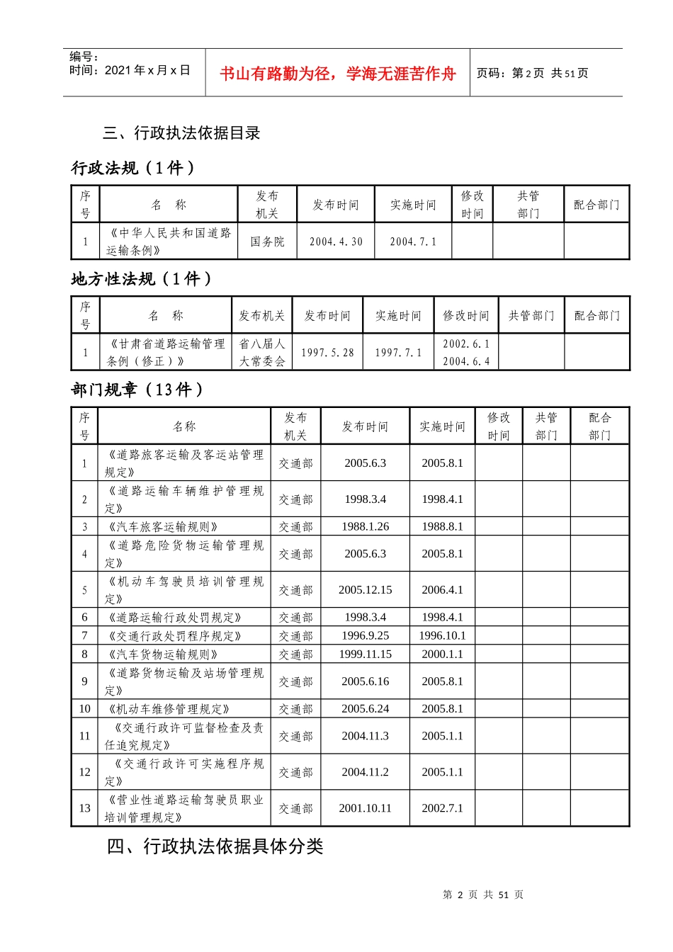天水市公路运输管理处行政执法依据_第2页