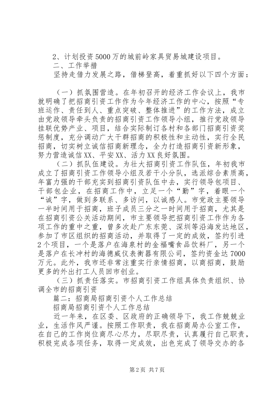 市政府招商引资个人工作总结_第2页