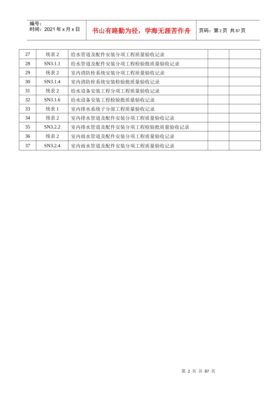 建筑工程施工质量验收资料(给排水及采暖)_第2页