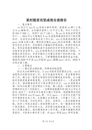 某村脱贫攻坚成效自查报告