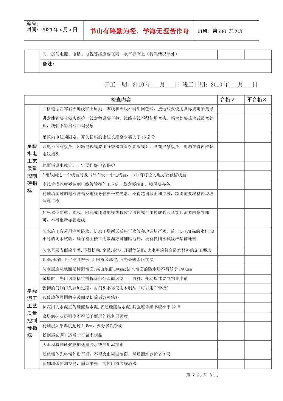 工地质检巡查记录表_第2页