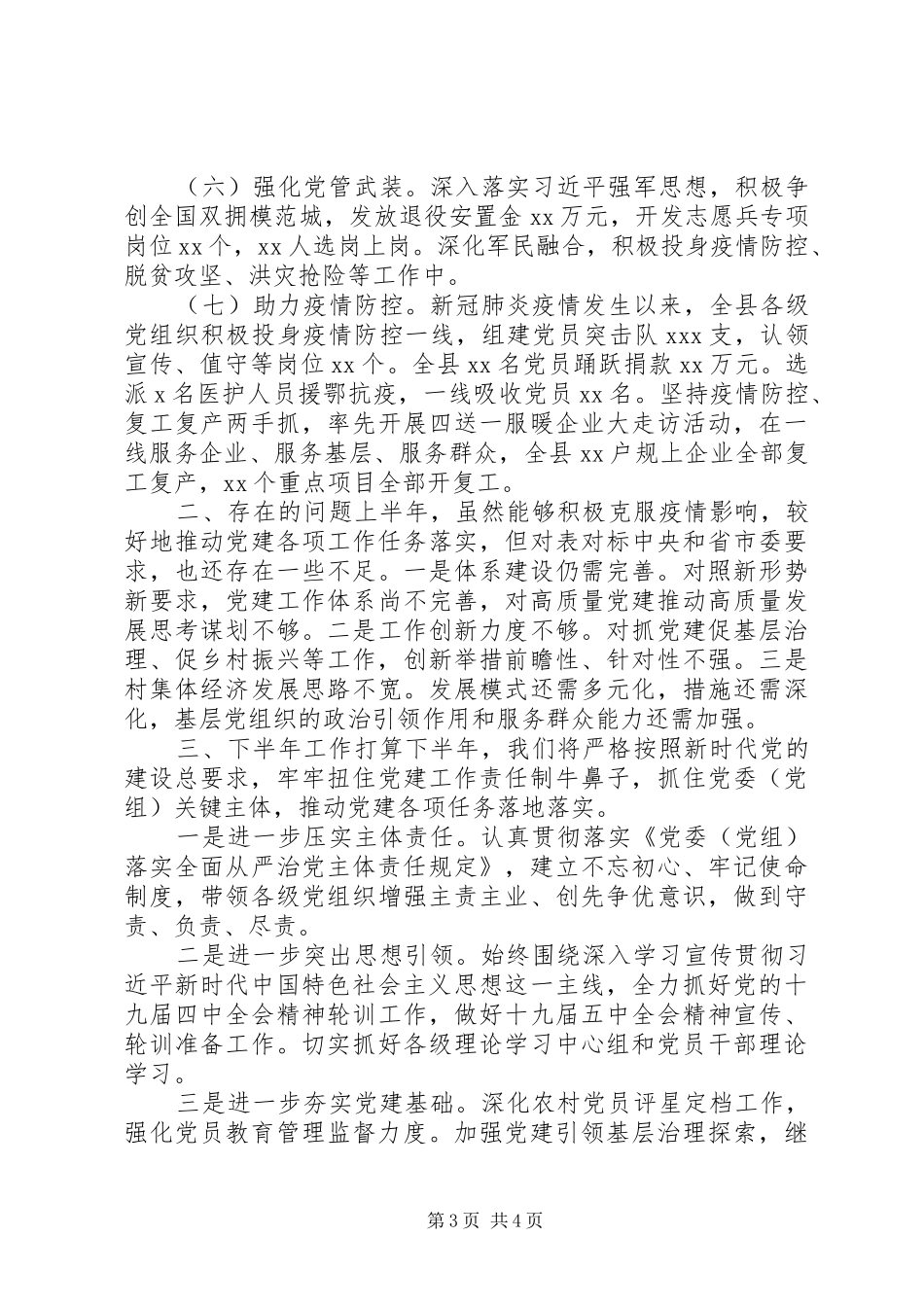 县级XX年上半年党建工作总结_第3页