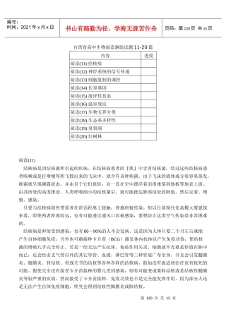 台湾省高中生物阅读测验试题11-20篇