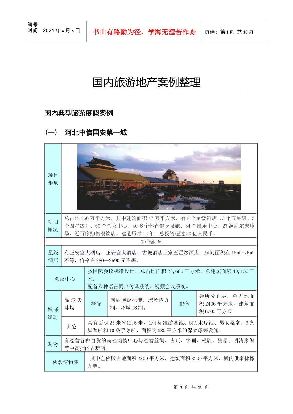 国内旅游地产案例整理_第1页