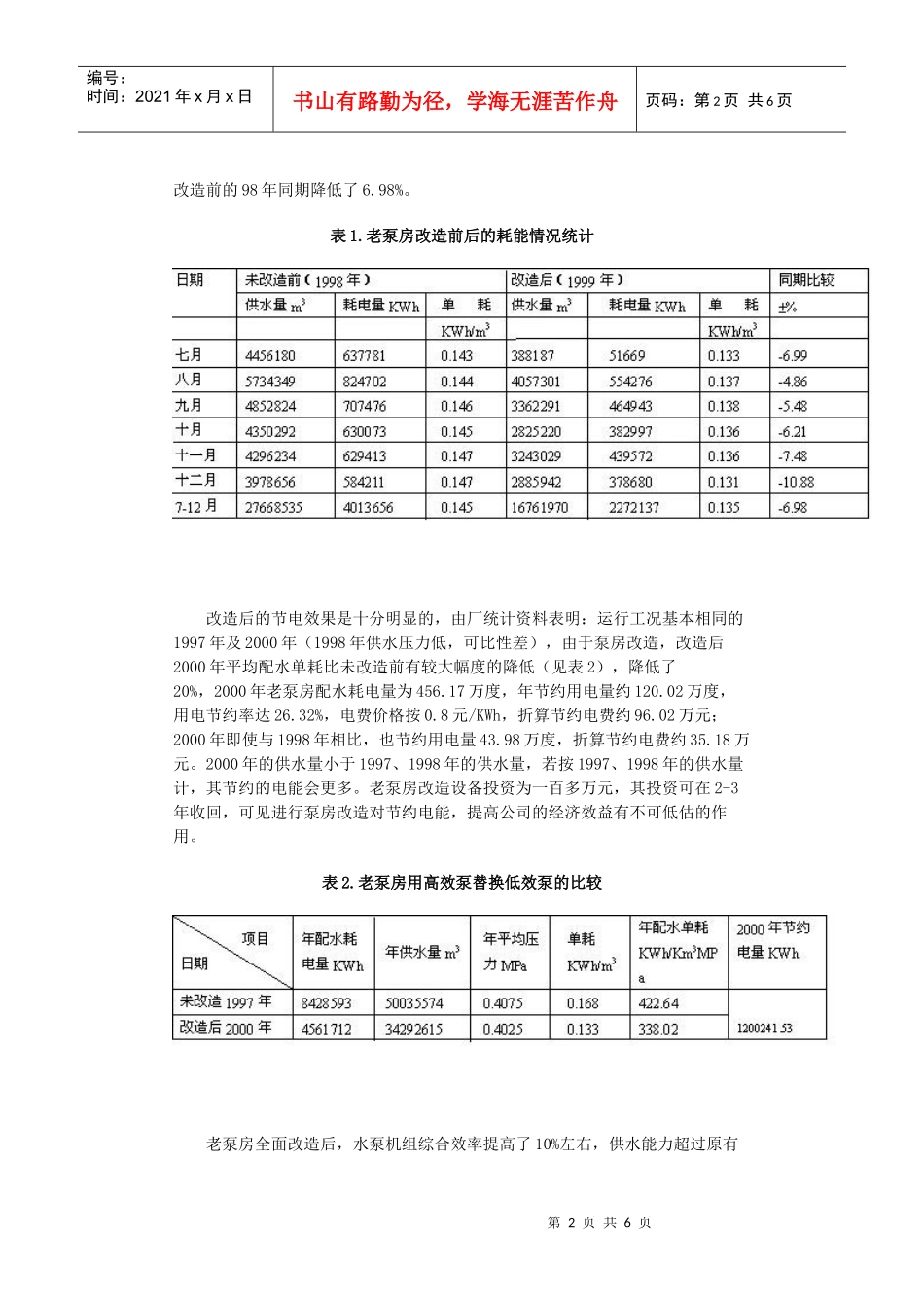 大涌水厂给水泵房改造节能总结_第2页