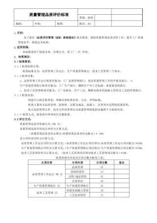 质量管理品质评价标准