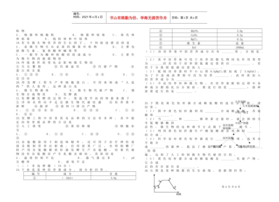 微生物与发酵工程单元检测_第2页