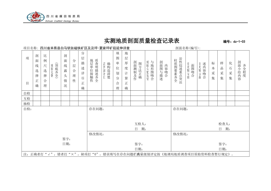 固体矿产勘查(地质)原始记录表格_第3页