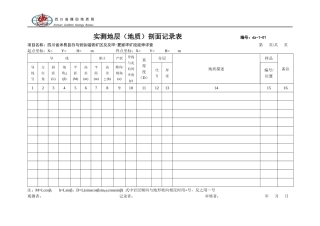 固体矿产勘查(地质)原始记录表格