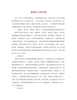 县审计工作计划 