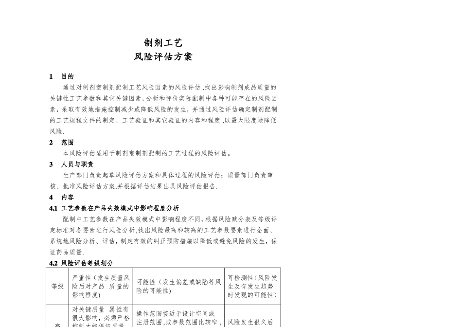 制剂工艺风险评价方案_第1页