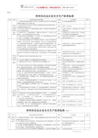 常州市冶金企业安全检查标准