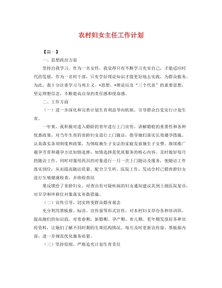 农村妇女主任工作计划 