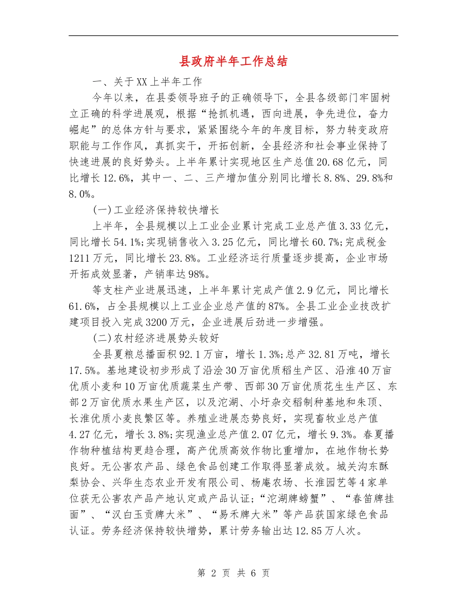 县政府半年工作总结_第2页