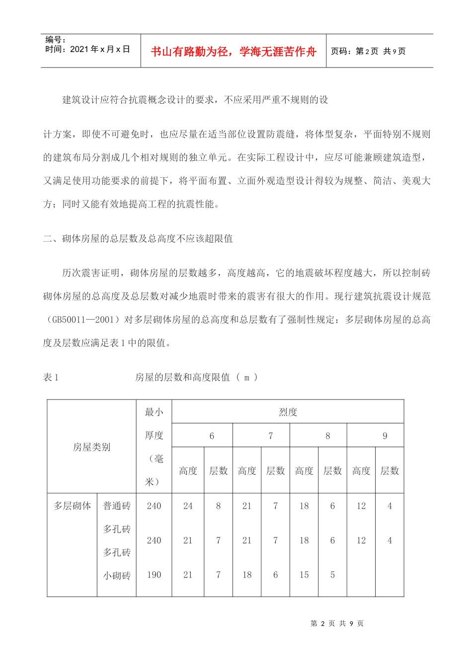 多层砖混结构房屋的抗震设计探讨_第2页