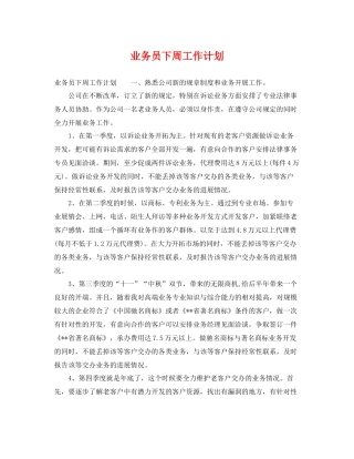 业务员下周工作计划 