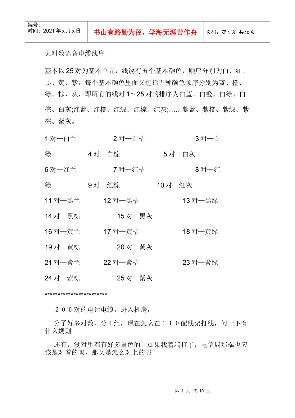 大对数语音电缆线序_第1页