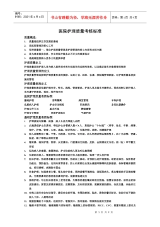 医院护理质量考核标准文本1