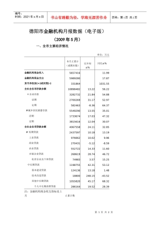 德阳市金融机构月报数据(电子版)