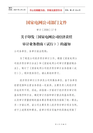 国家电网公司经济责任审计业务指南