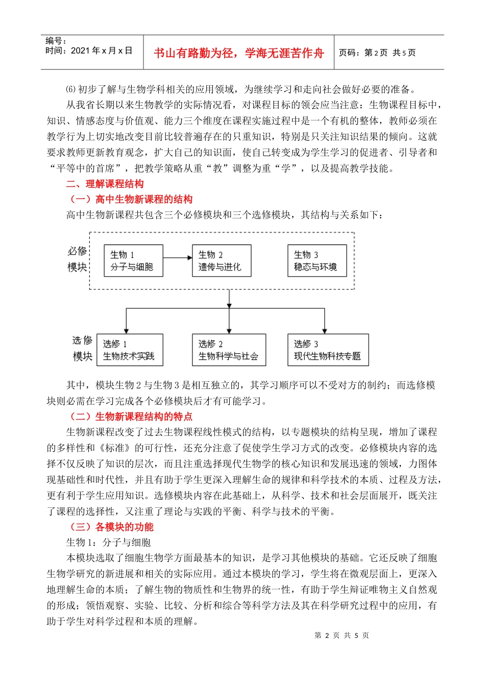 安庆市普通高中新课程生物学科_第2页
