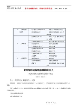 数控机床主轴驱动系统故障维修案例