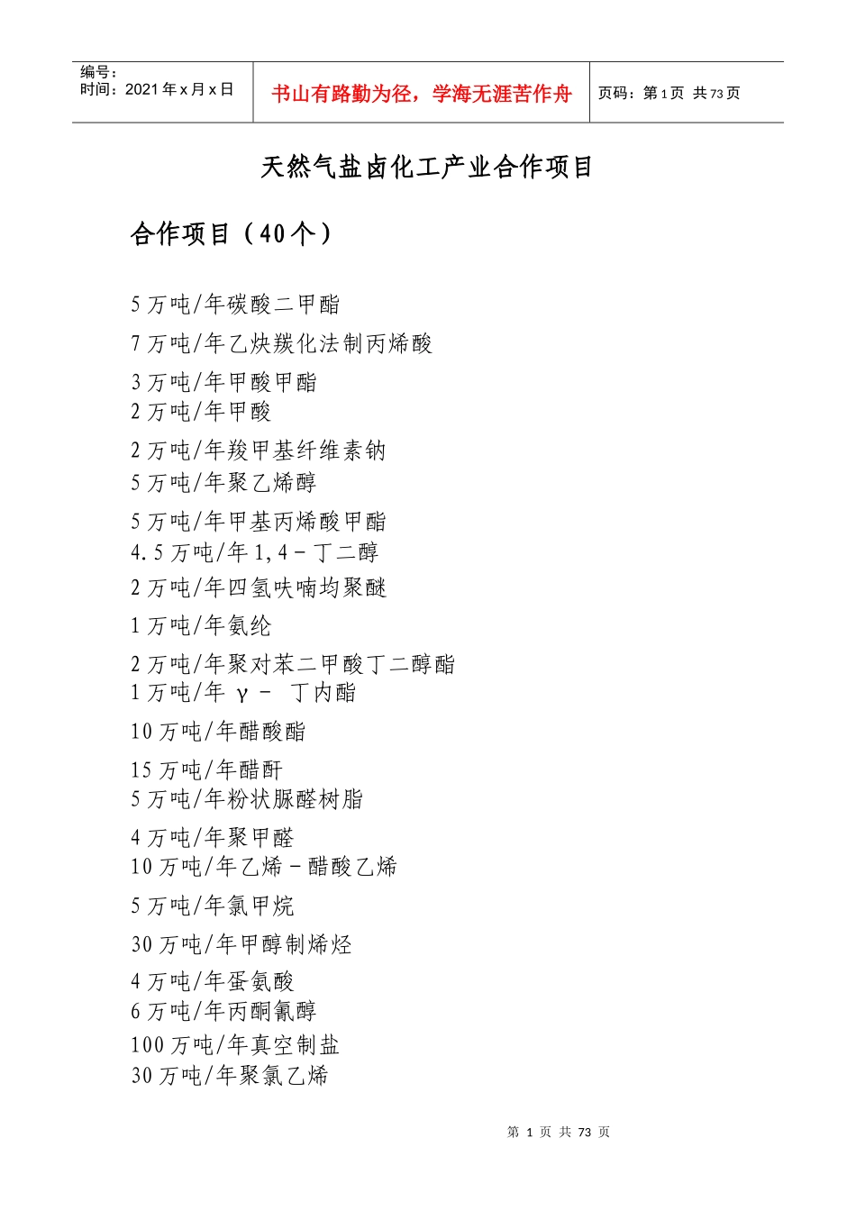 天然气盐卤化工产业合作项目_第1页