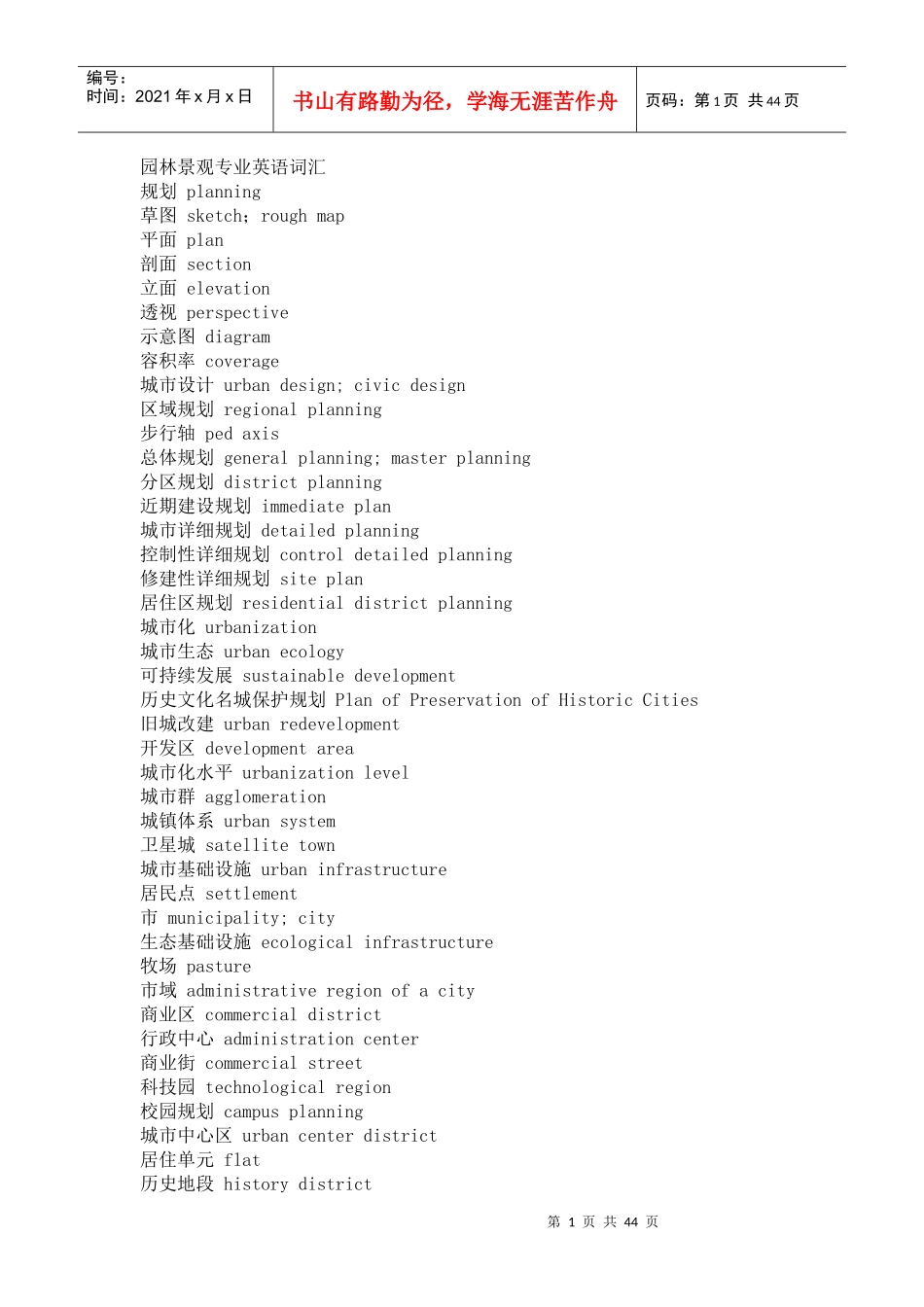 园林景观专业英语词汇_第1页