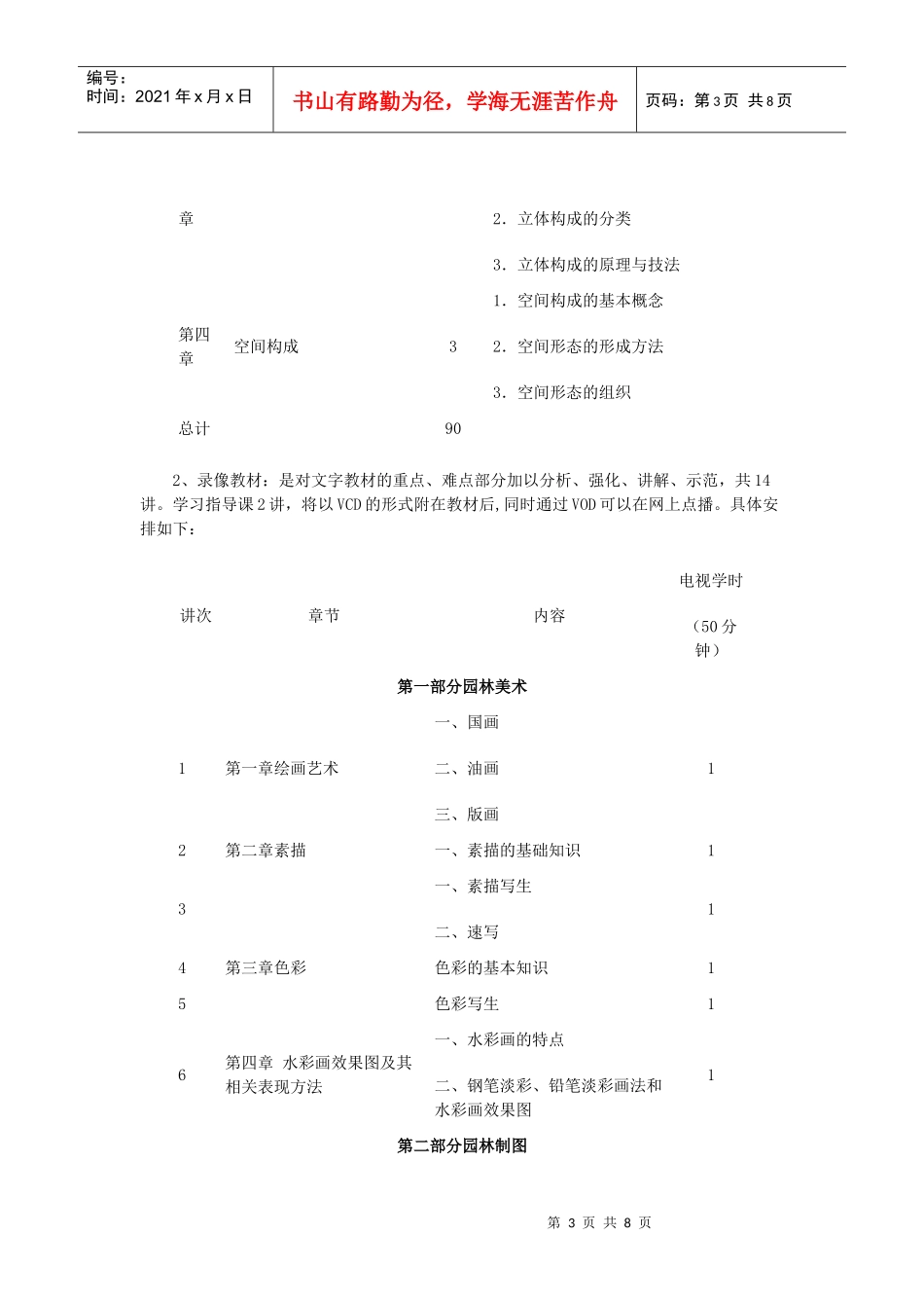 园林设计基础课程教学设计方案_第3页