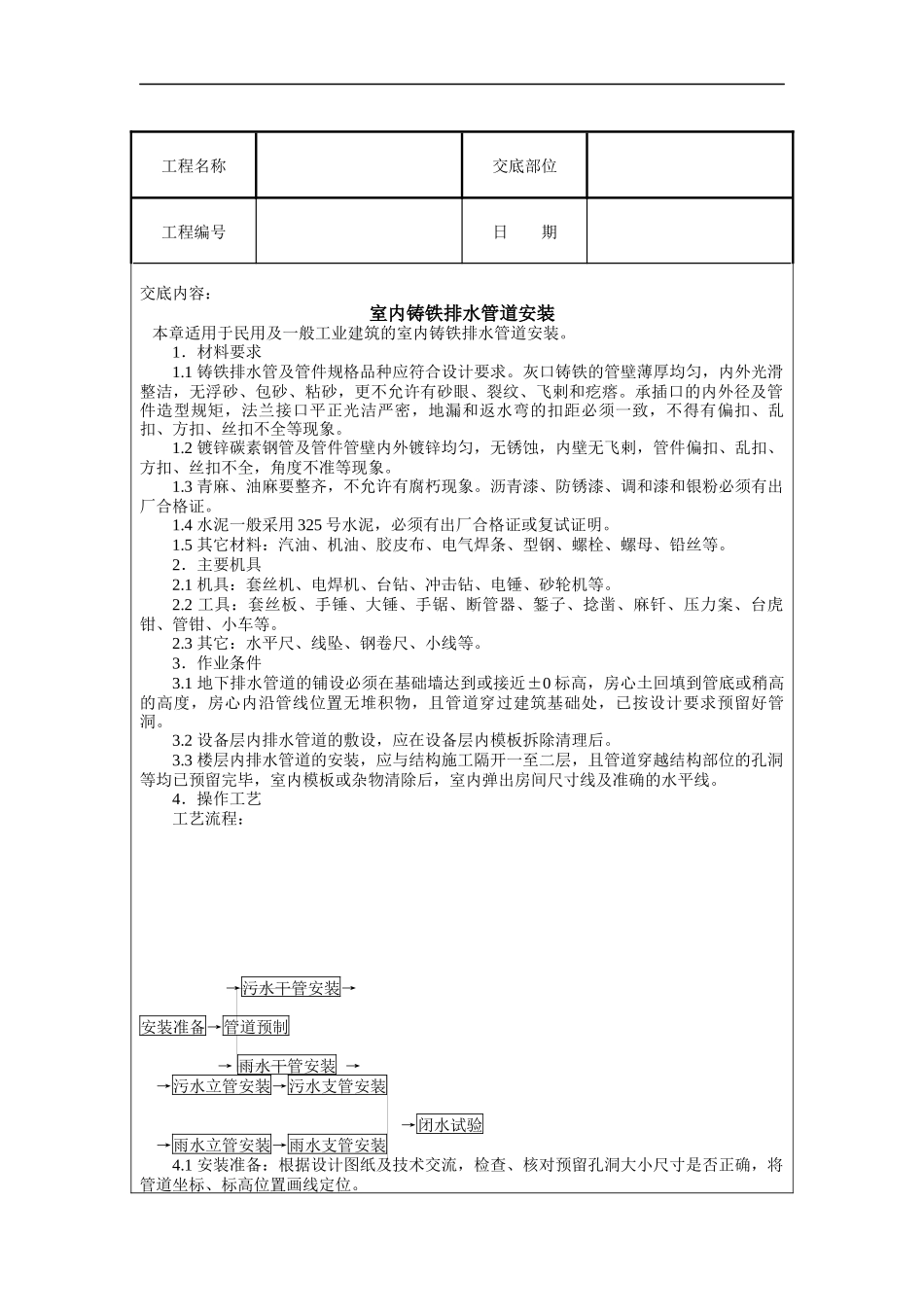 室内铸铁排水管道安装_第1页