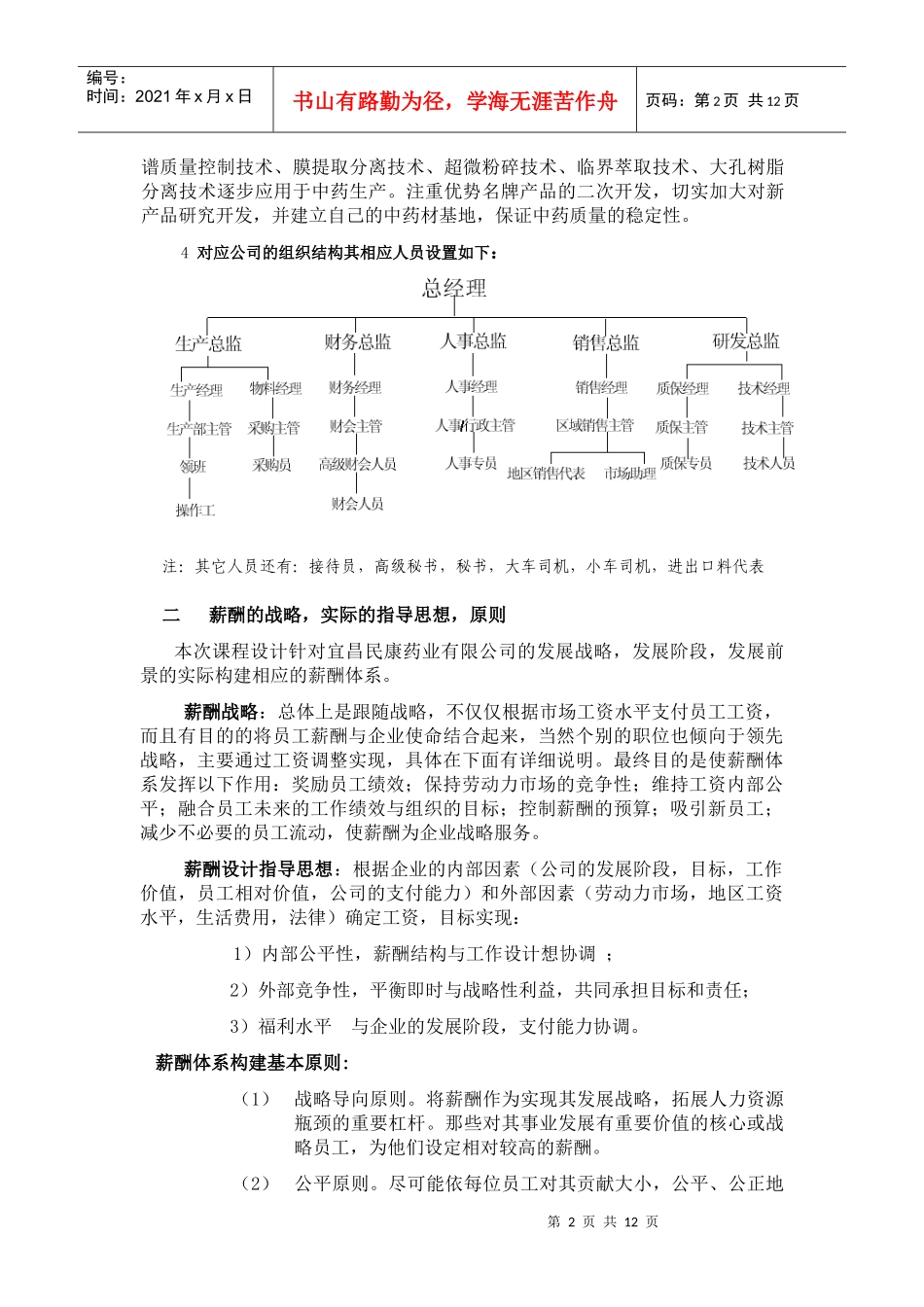 宜昌民康药业薪酬体系设计_第2页