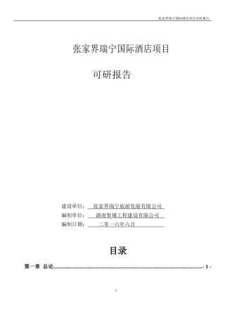 张家界瑞宁国际酒店可研报告