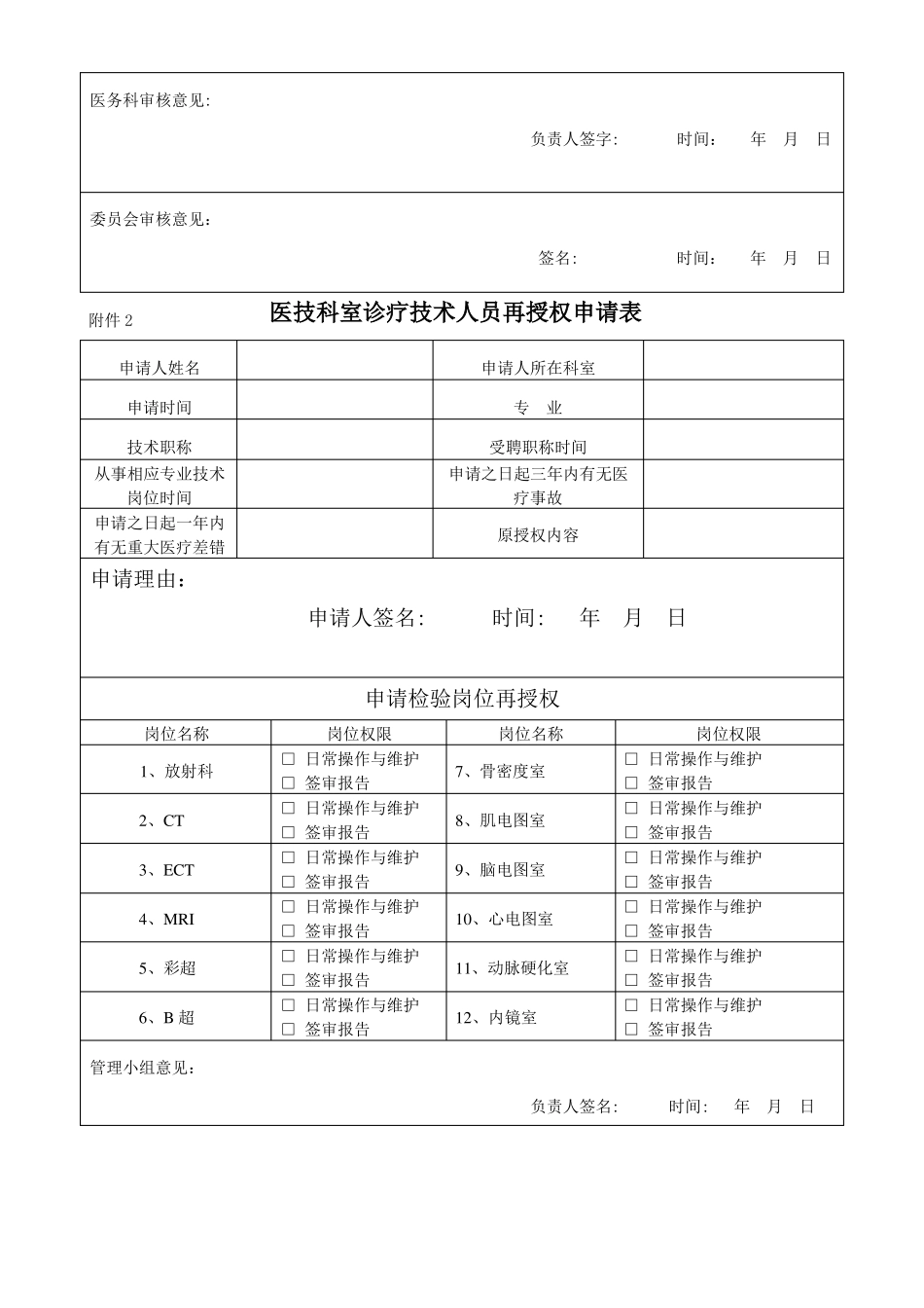医技科室诊疗技术人员分级授权与再授权管理制度_第3页