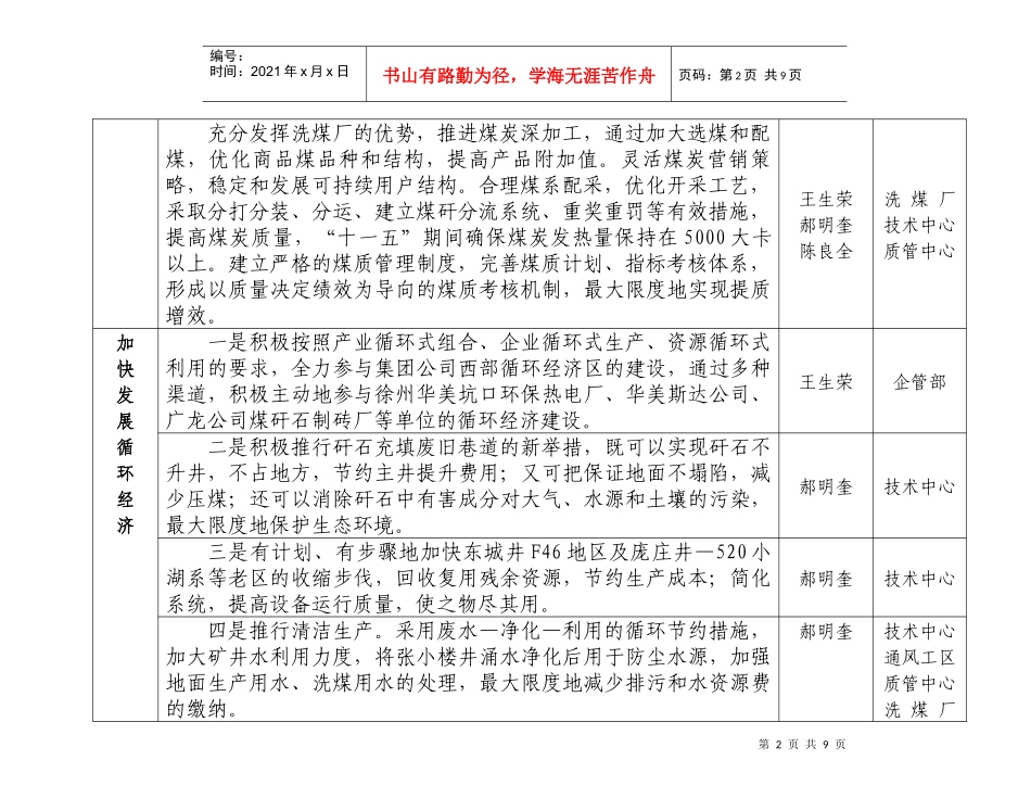 庞庄煤矿创建节约型企业重点目标任务分解方案_第2页