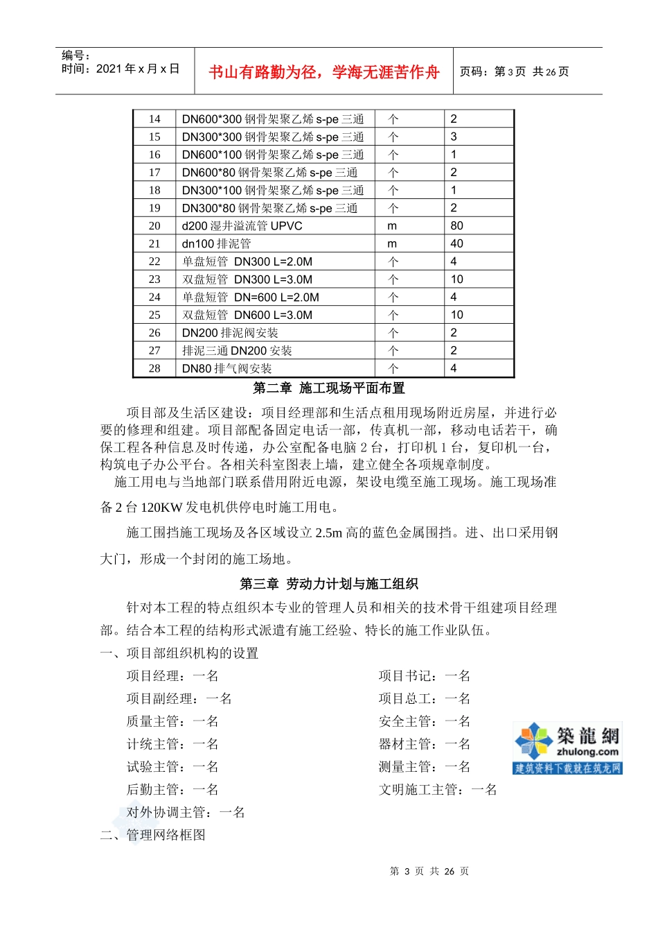 天津某快速路配套中水工程施工组织设计_secret_第3页